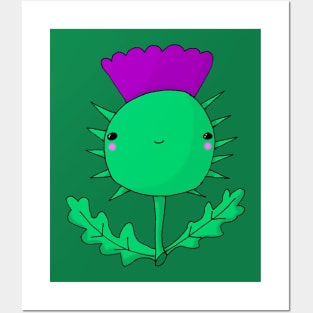 Kawaii Cute Scottish Thistle Posters and Art